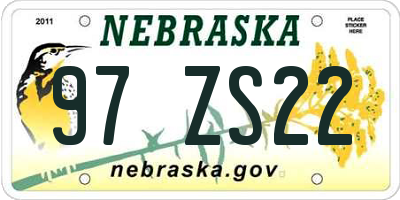 NE license plate 97ZS22