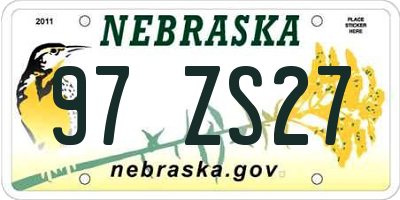NE license plate 97ZS27
