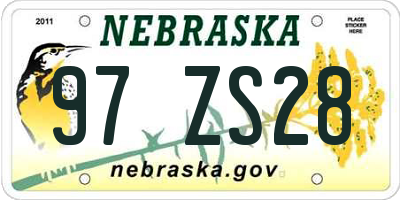 NE license plate 97ZS28