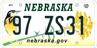 NE license plate 97ZS31