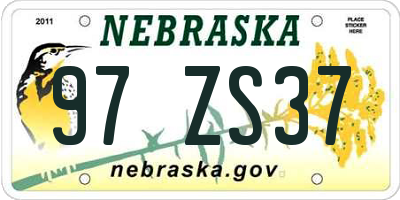NE license plate 97ZS37