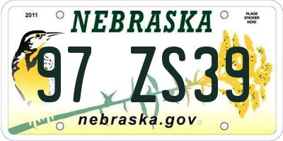 NE license plate 97ZS39