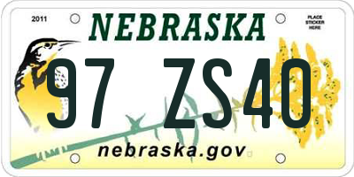 NE license plate 97ZS40