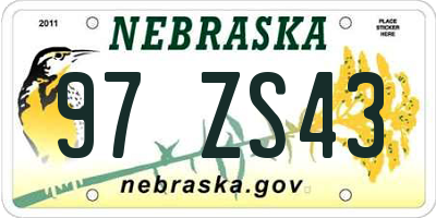 NE license plate 97ZS43