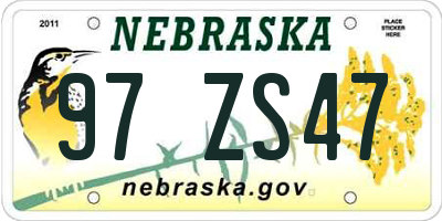 NE license plate 97ZS47