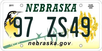 NE license plate 97ZS49
