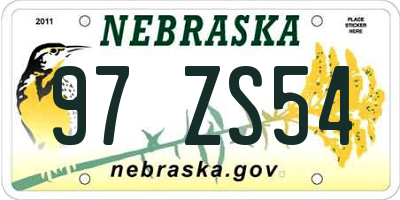 NE license plate 97ZS54