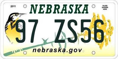 NE license plate 97ZS56
