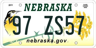 NE license plate 97ZS57