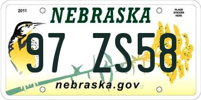 NE license plate 97ZS58
