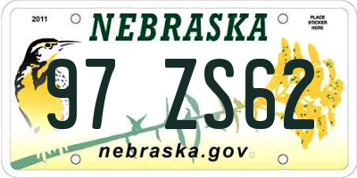 NE license plate 97ZS62