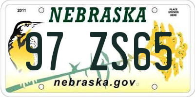 NE license plate 97ZS65