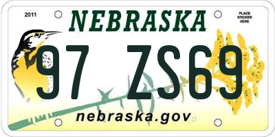 NE license plate 97ZS69