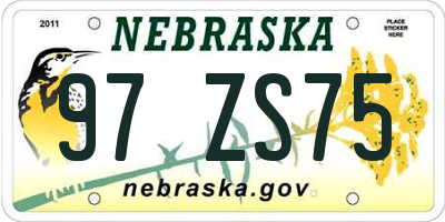 NE license plate 97ZS75