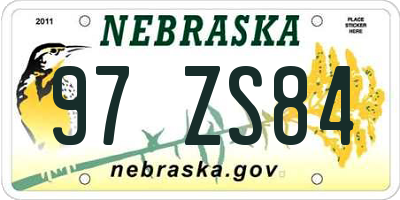NE license plate 97ZS84