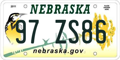 NE license plate 97ZS86