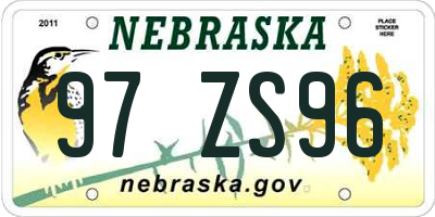 NE license plate 97ZS96