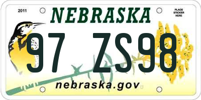 NE license plate 97ZS98