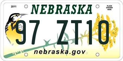 NE license plate 97ZT10