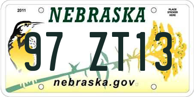 NE license plate 97ZT13