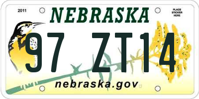 NE license plate 97ZT14