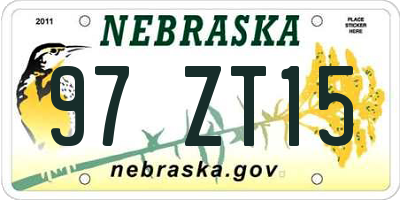 NE license plate 97ZT15