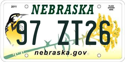 NE license plate 97ZT26