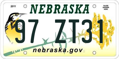 NE license plate 97ZT31