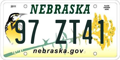 NE license plate 97ZT41