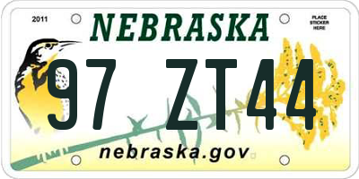 NE license plate 97ZT44