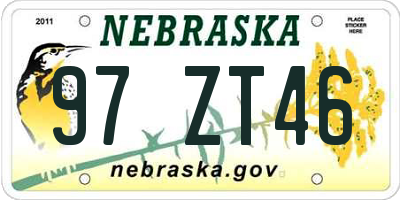 NE license plate 97ZT46