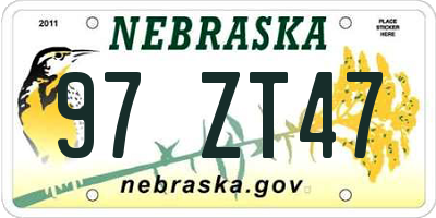 NE license plate 97ZT47
