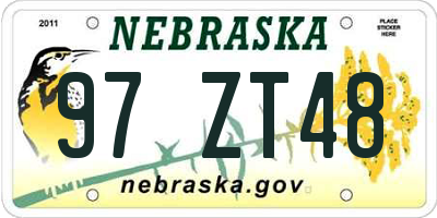 NE license plate 97ZT48