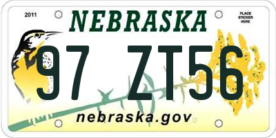 NE license plate 97ZT56