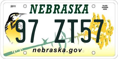 NE license plate 97ZT57