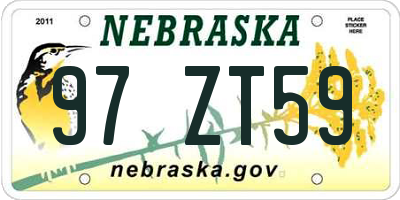 NE license plate 97ZT59