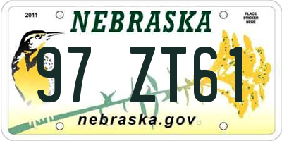 NE license plate 97ZT61