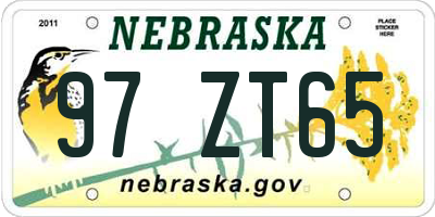 NE license plate 97ZT65