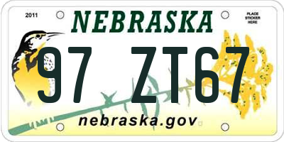 NE license plate 97ZT67