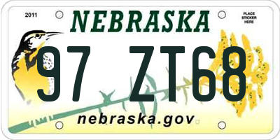 NE license plate 97ZT68