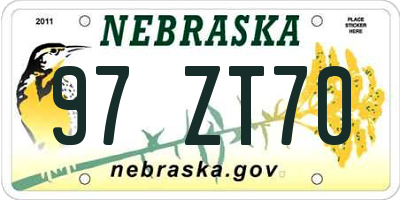 NE license plate 97ZT70