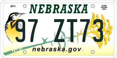 NE license plate 97ZT73