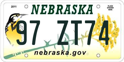 NE license plate 97ZT74