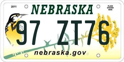 NE license plate 97ZT76