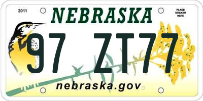NE license plate 97ZT77