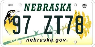 NE license plate 97ZT78