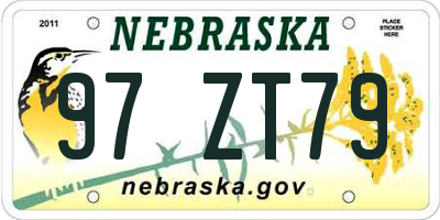 NE license plate 97ZT79