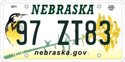 NE license plate 97ZT83