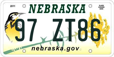 NE license plate 97ZT86
