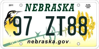 NE license plate 97ZT88